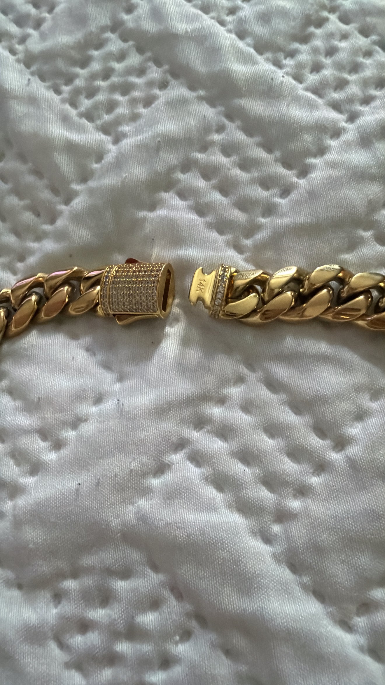 WOMAN set 2 pcs. 14k on stainless steel with zirconias ~Cuban choker and bracelet~ BEST QUALITY